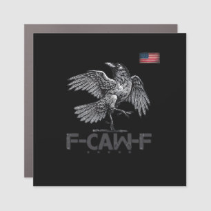 F-Caw-F Cow Funny Bird USA Vintage Flag Funny Humo Car Magnet