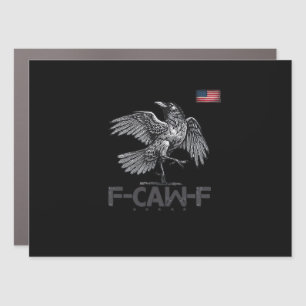 F-Caw-F Cow Funny Bird USA Vintage Flag Funny Humo Car Magnet