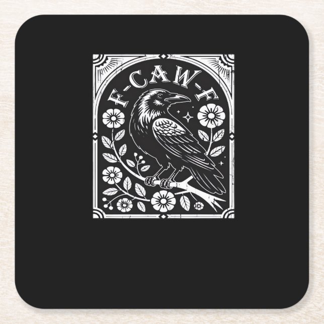 F-Caw-F Crow Aesthetic Casual Square Paper Coaster (Front)