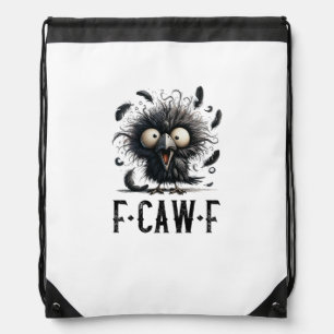 F-Caw-F Crow Bird Funny Crow F-Caw-F Tri-Blend Drawstring Bag