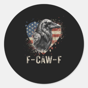F-Caw-F Crow Bird Heart USA Flag Vintage Classic Round Sticker