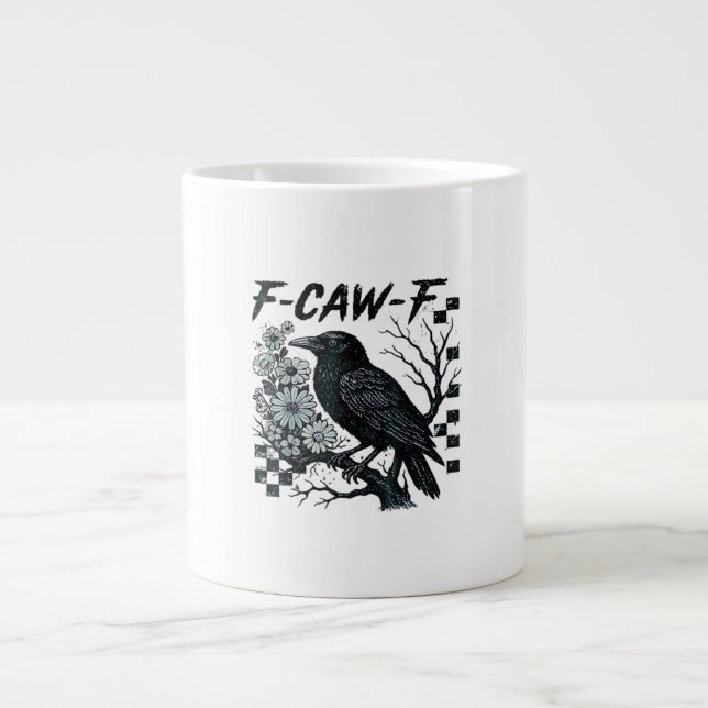 F-Caw-F Crow Bird Retro Classic Giant Coffee Mug (Front)