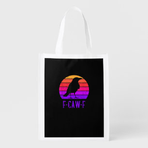 F-Caw-F Crow Bird Retro Sunset Vintage F-Caw-F Grocery Bag