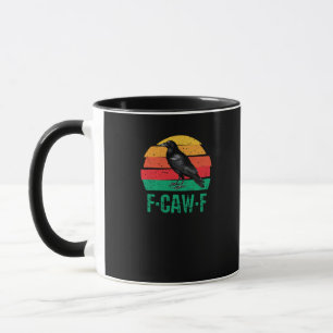 F-Caw-F Crow Bird Retro Sunset Vintage F-Caw-F Tri Mug