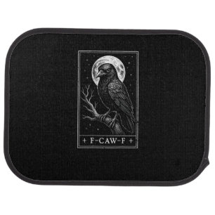 F-Caw-F Crow Card Funny Halloween Vintage Back Car Floor Mat