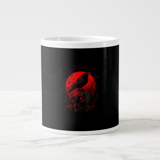 F-Caw-F Crow Funny Bird Red Moon Gothic Giant Coffee Mug (Front)