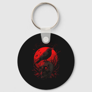 F-Caw-F Crow Funny Bird Red Moon Gothic Keychain