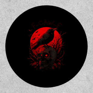 F-Caw-F Crow Funny Bird Red Moon Gothic Patch