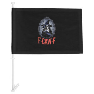 F-Caw-F Crow Funny Gothic Moon Bird Halloween Crea Car Flag
