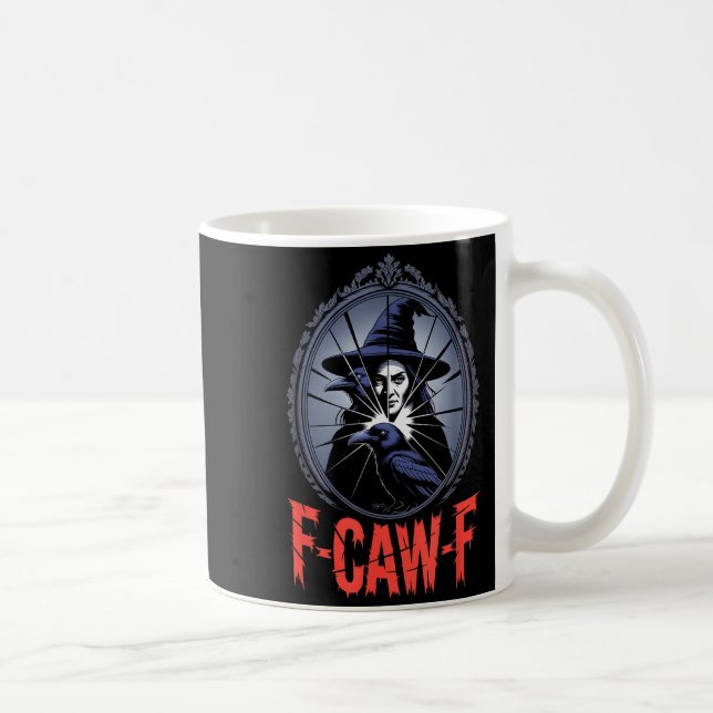 F-caw-f Crow Funny Gothic Moon Black Bird Hallowee Coffee Mug (Right)