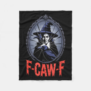 F-caw-f Crow Funny Gothic Moon Black Bird Hallowee Fleece Blanket