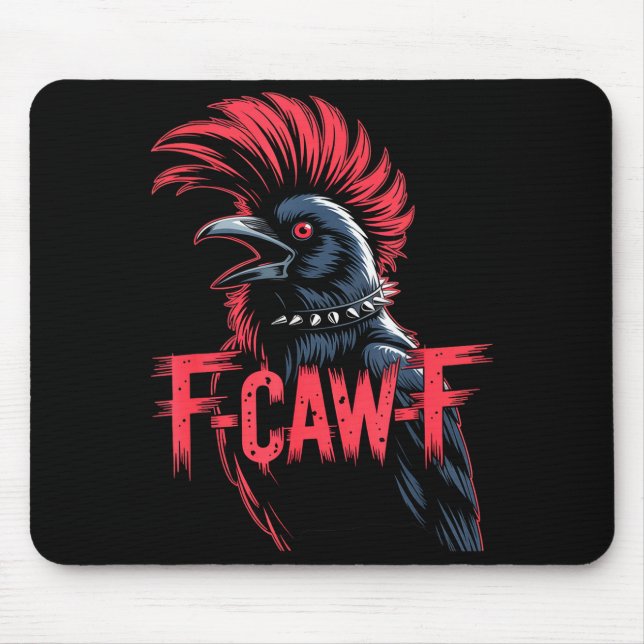 F-caw-f Crow Funny Gothic Moon Black Bird Hallowee Mouse Pad (Front)