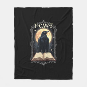 F-Caw-F Crow Funny Halloween Raven Moon Fleece Blanket
