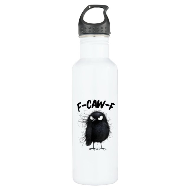 F-Caw-F Crow Funny Raven Bird Lovers Creative Styl Stainless Steel Water Bottle (Front)