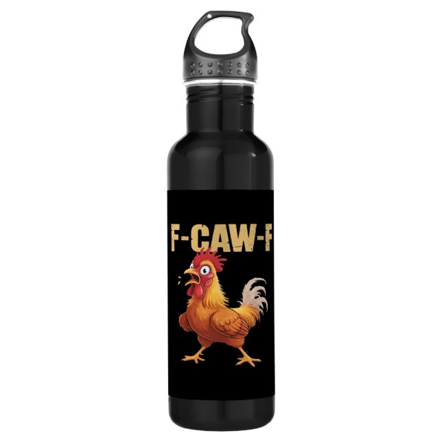F-Caw-F Crow Gothic Funny Humor Stainless Steel Water Bottle (Front)