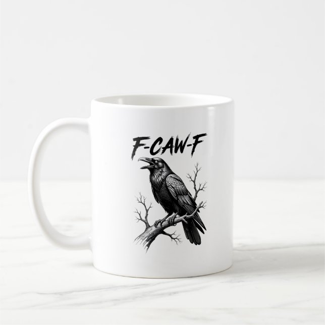F Caw F Crow Lover Raven Meme Classic Style Coffee Mug (Left)