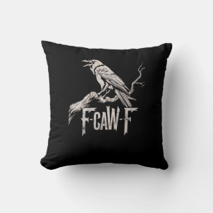 F-Caw-F Crow Pun Funny Bird Cawing Grunge Back Throw Pillow
