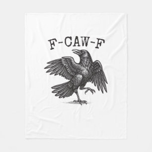 F-Caw-F Crow Pun Funny Bird Cawing Grunge Retro Cl Fleece Blanket