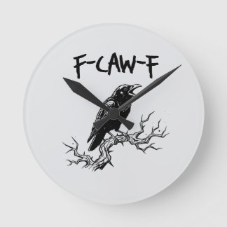 f-caw-f crow raven pun round clock