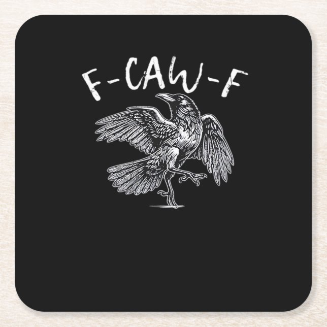 F-Caw-F Crow Retro Classic Square Paper Coaster (Front)