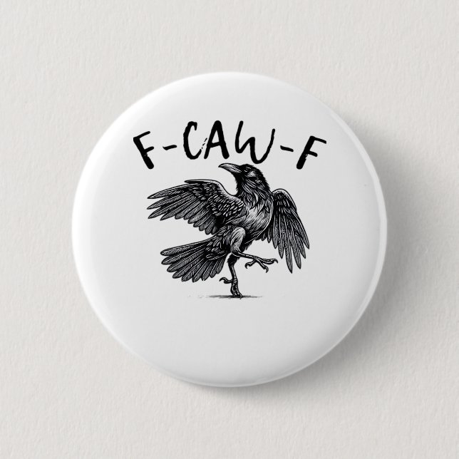 F Caw F Crow Retro Classic Style Button (Front)