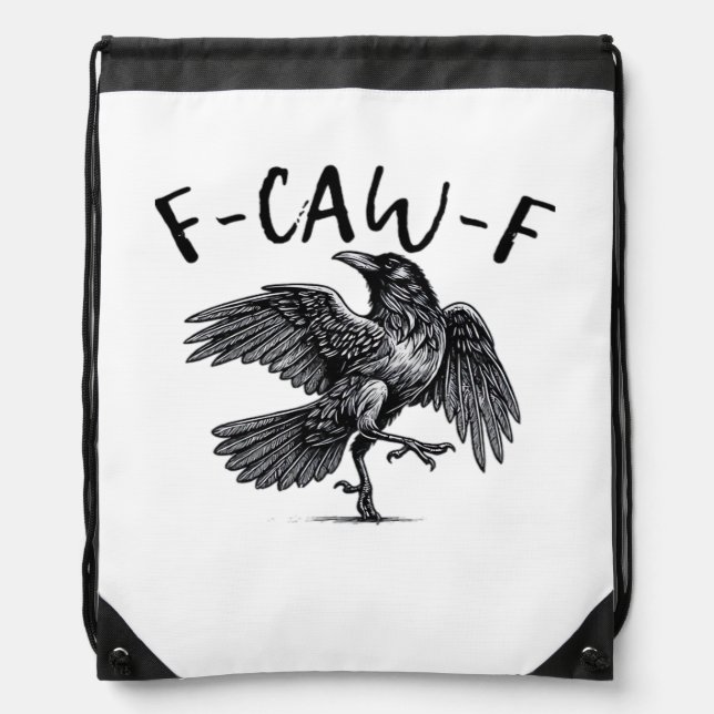 F Caw F Crow Retro Classic Style Drawstring Bag (Front)