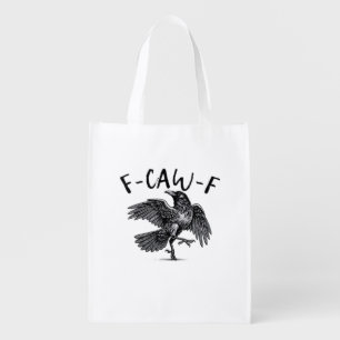 F Caw F Crow Retro Classic Style Grocery Bag