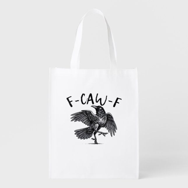 F Caw F Crow Retro Classic Style Grocery Bag (Front)