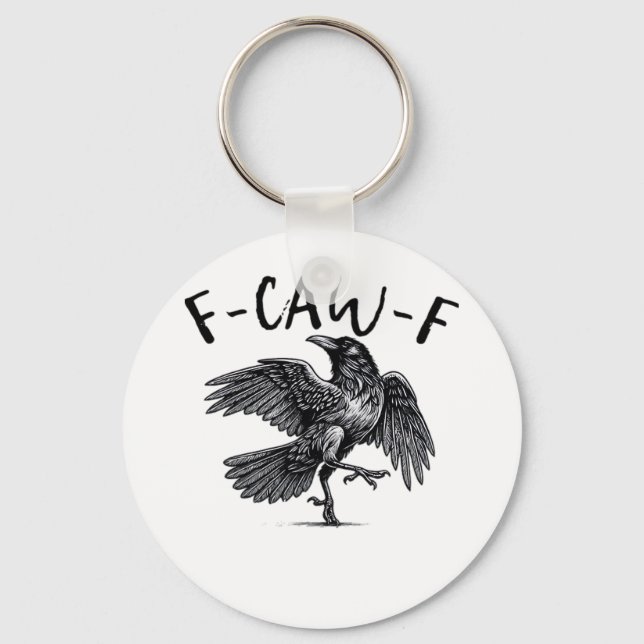 F Caw F Crow Retro Classic Style Keychain (Front)