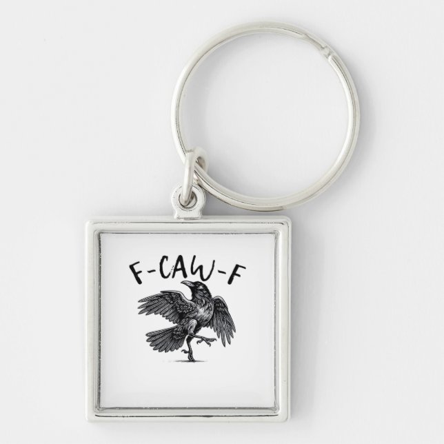 F Caw F Crow Retro Classic Style Keychain (Front)