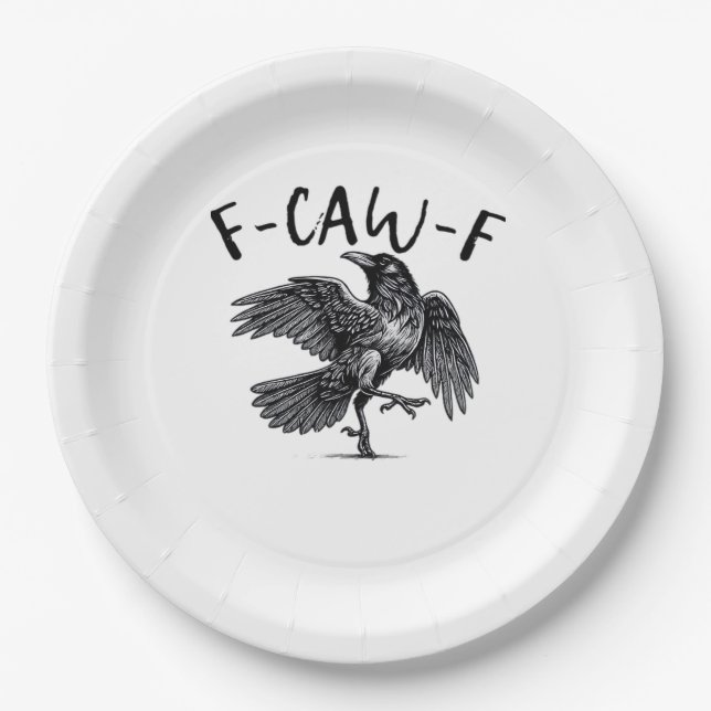 F Caw F Crow Retro Classic Style Paper Plates (Front)