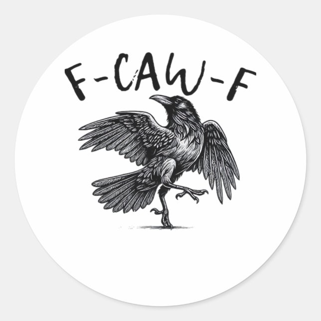 F Caw F Crow Retro Classic Style Round Sticker (Front)