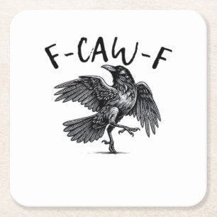 F Caw F Crow Retro Classic Style Square Paper Coaster