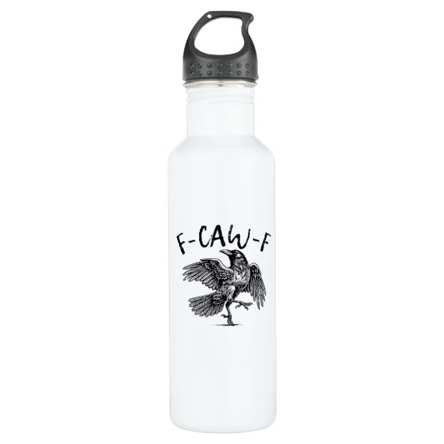 F Caw F Crow Retro Classic Style Stainless Steel Water Bottle (Front)