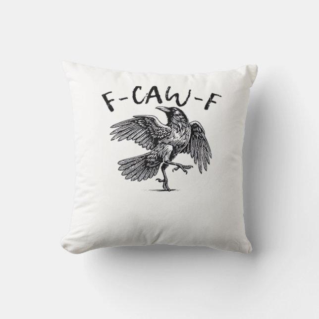 F Caw F Crow Retro Classic Style Throw Pillow (Front)