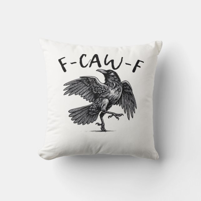 F Caw F Crow Retro Classic Style Throw Pillow (Front)