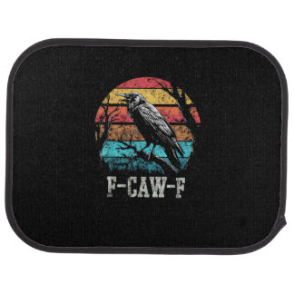 F-Caw-F Crow Retro Sunset Pun Funny Bird Cawing Gr Car Floor Mat