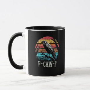 F-Caw-F Crow Retro Sunset Pun Funny Bird Cawing Gr Mug