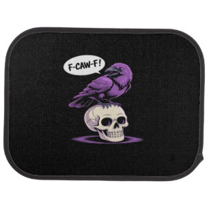 F-Caw-F Crow Skull Halloween Humor Graphic Design Car Floor Mat
