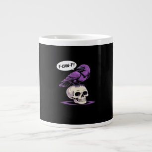 F-Caw-F Crow Skull Halloween Humor Graphic Design Giant Coffee Mug