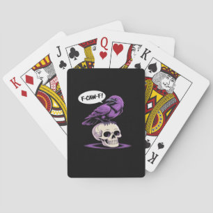 F-Caw-F Crow Skull Halloween Humor Graphic Design Poker Cards