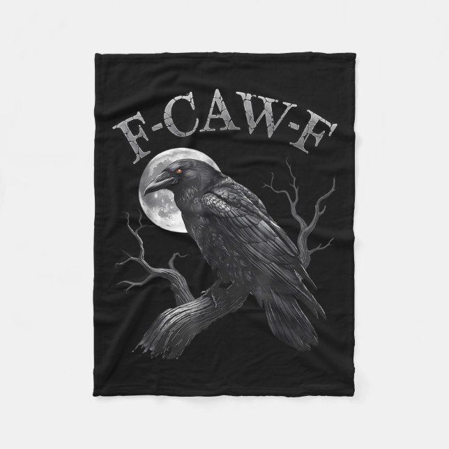 F Caw F Dark Full Moon Crown Bird Raven Halloween  Fleece Blanket (Front)