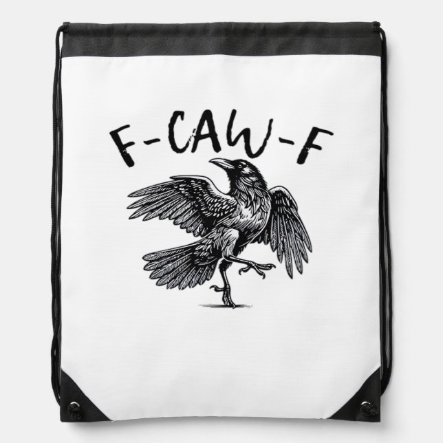 F Caw F Essential Classic Aesthetic Drawstring Bag (Front)