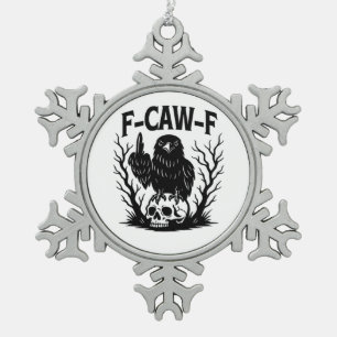 F-Caw-F Essential Cool Unique Snowflake Pewter Christmas Ornament