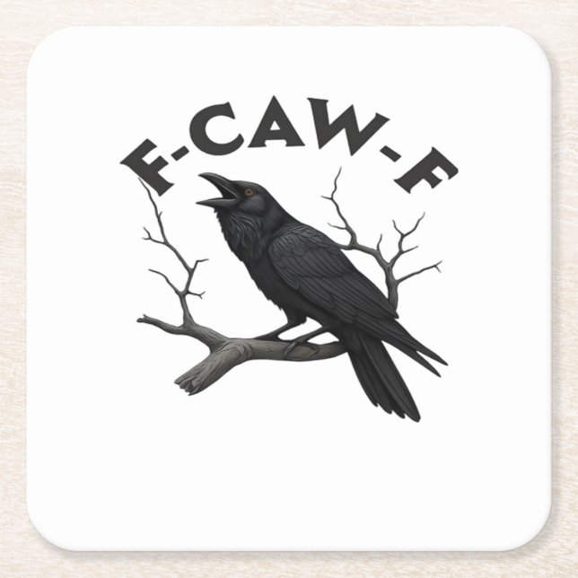 F Caw F Essential Creative Aesthetic Square Paper Coaster (Front)