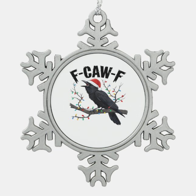 F Caw F Essential Creative Casual Style Snowflake Pewter Christmas Ornament (Front)
