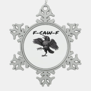 F-Caw-F Essential Vintage Graphic Snowflake Pewter Christmas Ornament