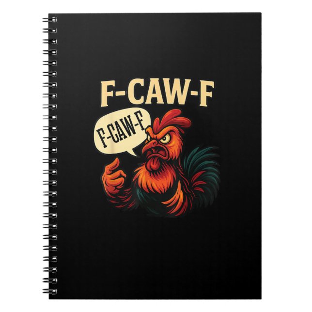 F Caw F Funny Angry Rooster Graphic Retro Style Notebook (Front)