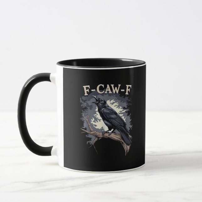 F Caw F Funny Bird Crow Creative Casual Design Mug (Left)