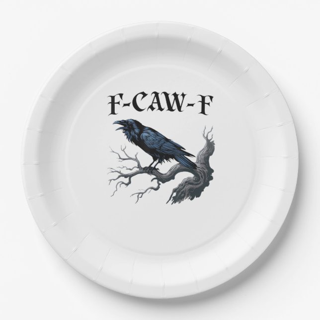 F-Caw-F Funny Bird Crow Paper Plates (Front)